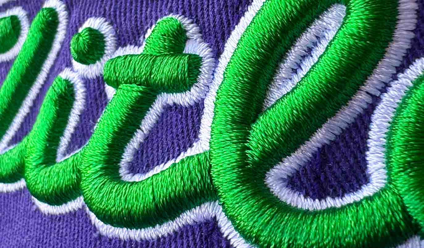 Close-up satin stitch embroidery